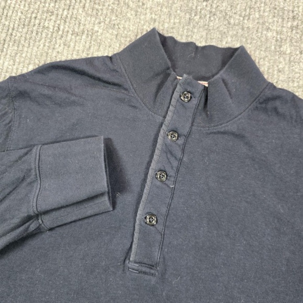 Relwen Sweatshirt Mens Large Blue Henley Mock Neck Button Pullover Logo Cotton